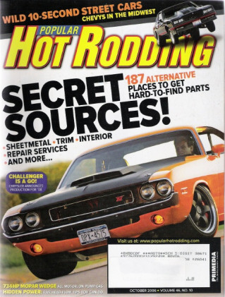 POPULAR HOT RODDING 2006 OCT - MONSTER WEDGE, HOT CHALLENGER